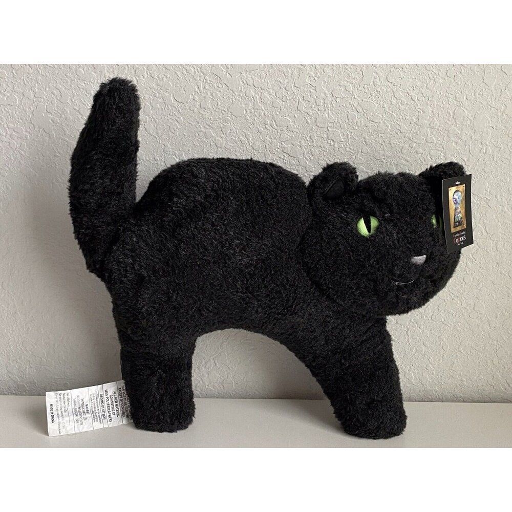 Cynthia Rowley Black CAT Shaped Pillow Halloween GLOW IN THE DARK EYES Soft NEW